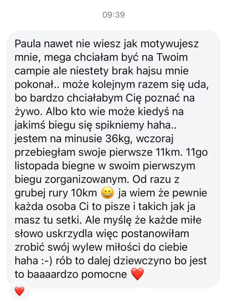screen przedstawiający treść opinii o Motywatorce